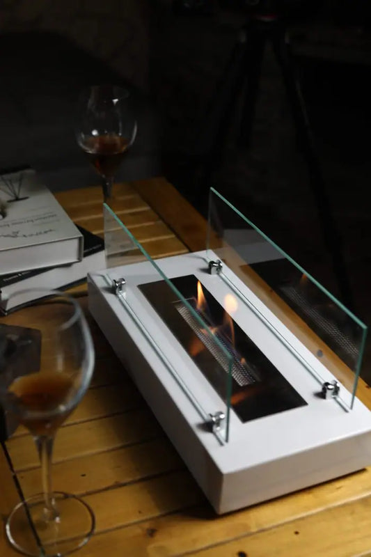 SSCONCEPT Lüx Dikdörtgen Masaüstü Şömine Beyaz