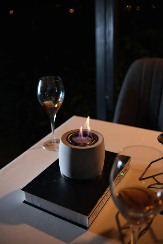 Modern Beton Bioethanol Mini Masaüstü Şömine Gri