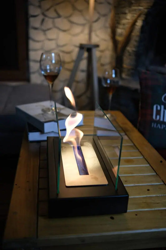 Lüx Dikdörtgen Masaüstü Şömine Siyah