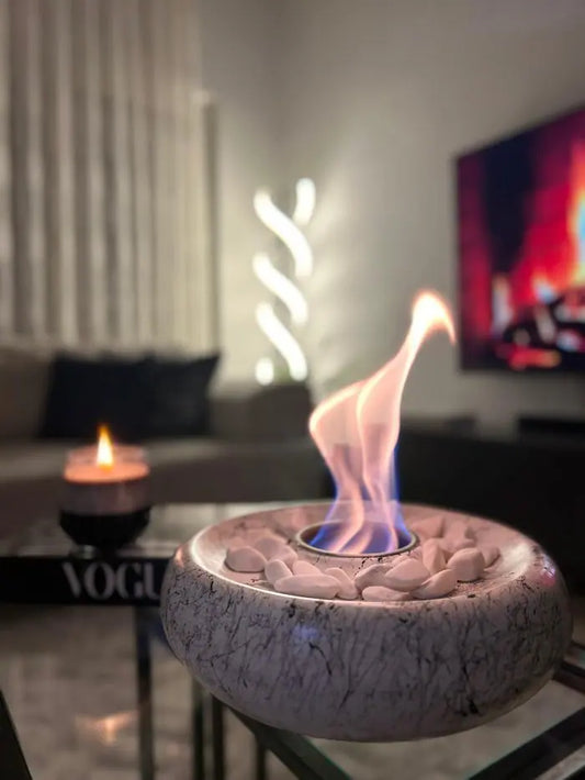 Masaüstü Beton Ateş Çukuru Şömine Beyaz