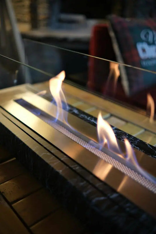 Lüx Mermer Desenli Büyük Masaüstü Şömine Siyah