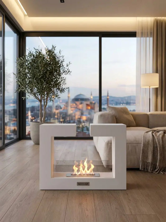 FrameFire Taşınabilir Şömine (Beyaz)