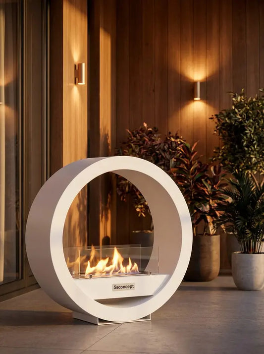 LunaFire Taşınabilir Şömine (Beyaz)