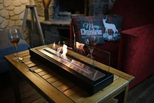 Lüx Büyük Dikdörtgen Masaüstü Şömine Siyah