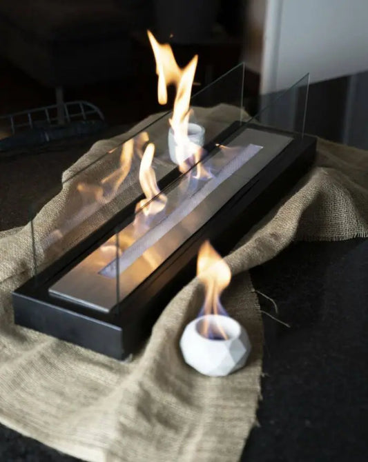 Lüx Büyük Dikdörtgen Masaüstü Şömine Siyah