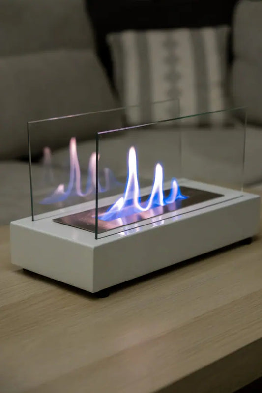 Lüx Dikdörtgen Masaüstü Şömine Beyaz