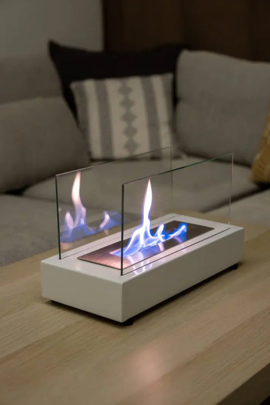 Lüx Dikdörtgen Masaüstü Şömine Beyaz