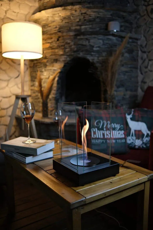 Masa Üstü Kare Şömine Siyah