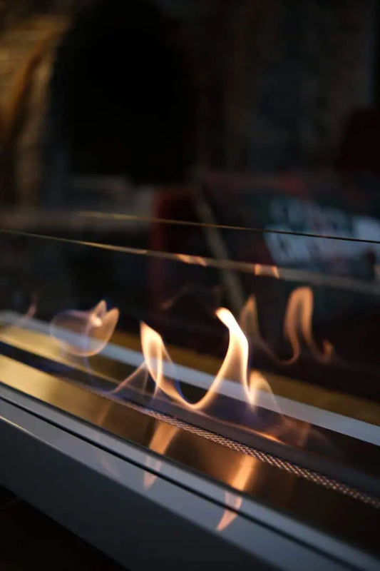 Lüx Büyük Dikdörtgen Masaüstü Şömine Beyaz