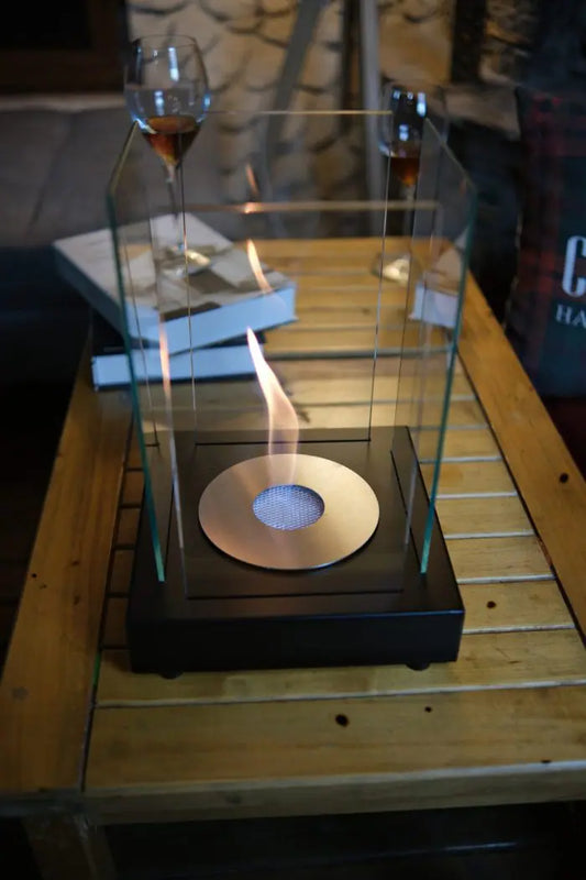 Masa Üstü Kare Şömine Siyah