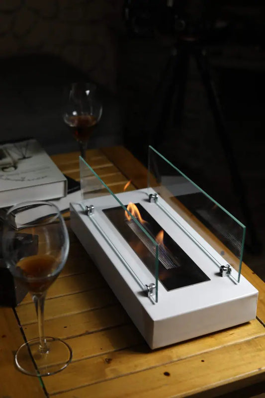 SSCONCEPT Lüx Dikdörtgen Masaüstü Şömine Beyaz