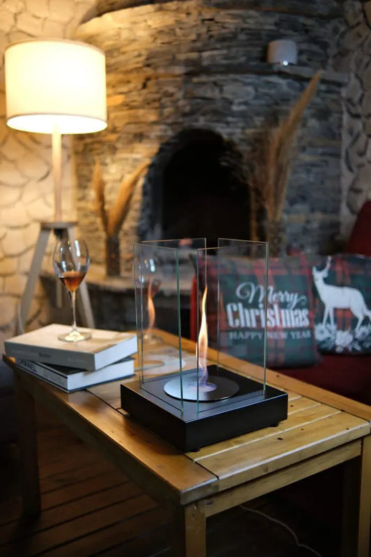 Masa Üstü Kare Şömine Siyah