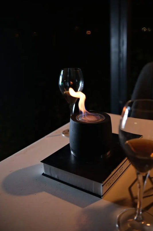 Modern Beton Bioethanol Mini Masaüstü Şömine Siyah