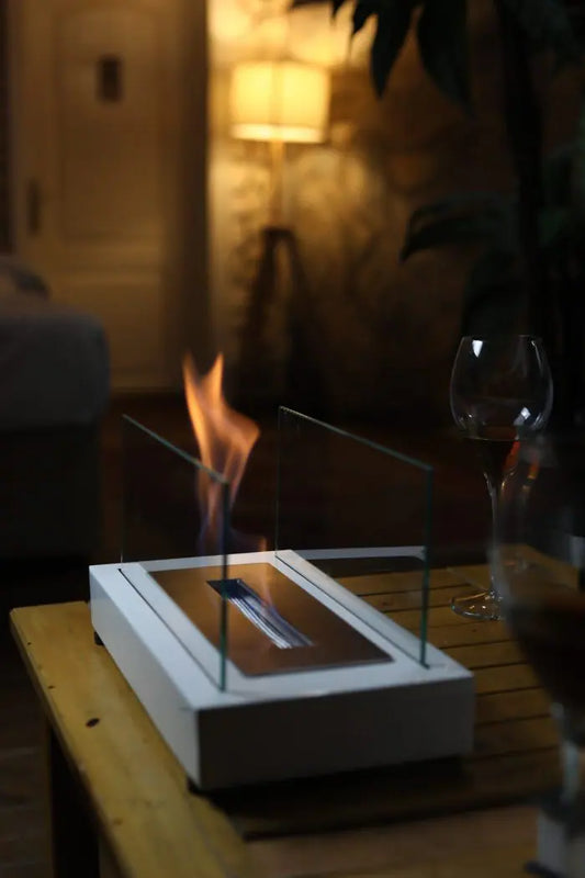 Lüx Dikdörtgen Masaüstü Şömine Beyaz