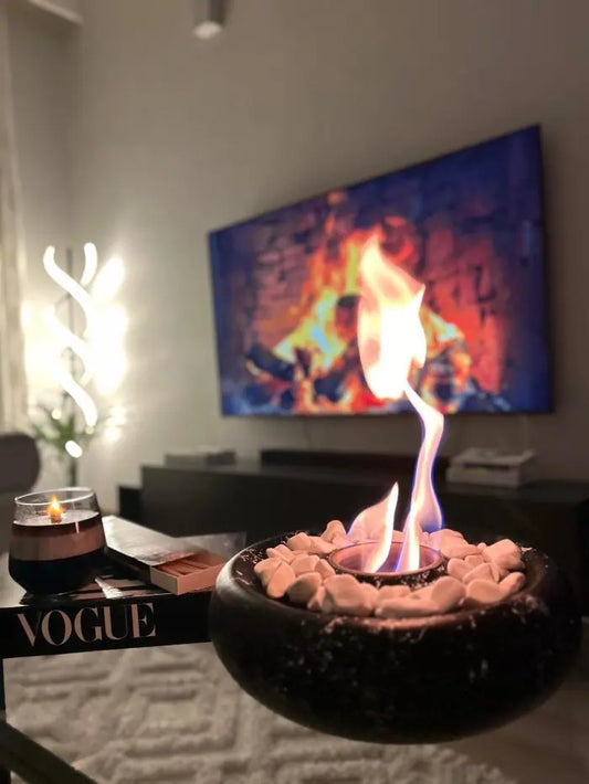 Masaüstü Beton Ateş Çukuru Şömine Siyah