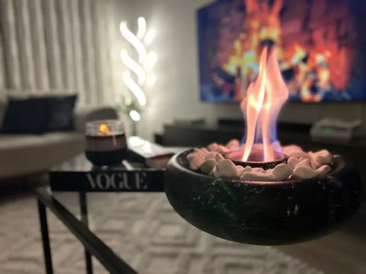 Masaüstü Beton Ateş Çukuru Şömine Siyah