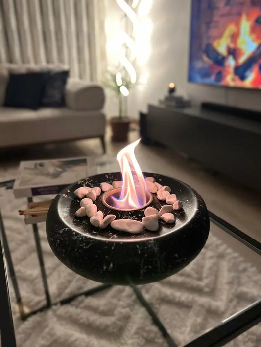 Masaüstü Beton Ateş Çukuru Şömine Siyah