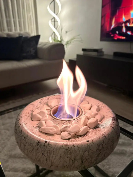 Masaüstü Beton Ateş Çukuru Şömine Beyaz