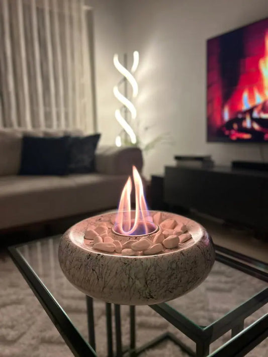 Masaüstü Beton Ateş Çukuru Şömine Beyaz