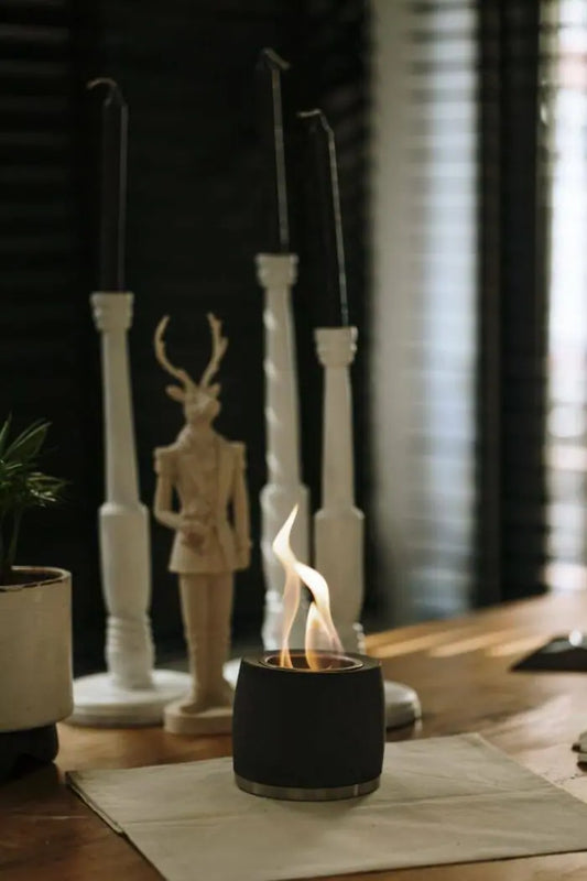 Modern Beton Bioethanol Mini Masaüstü Şömine Siyah
