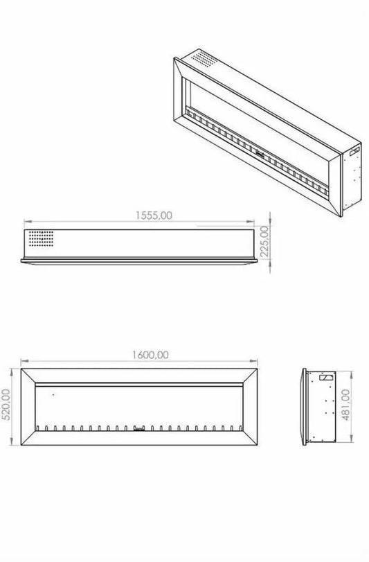 Elektrikli Şömine RGB renkli 160 cm ( Isıtmalı )