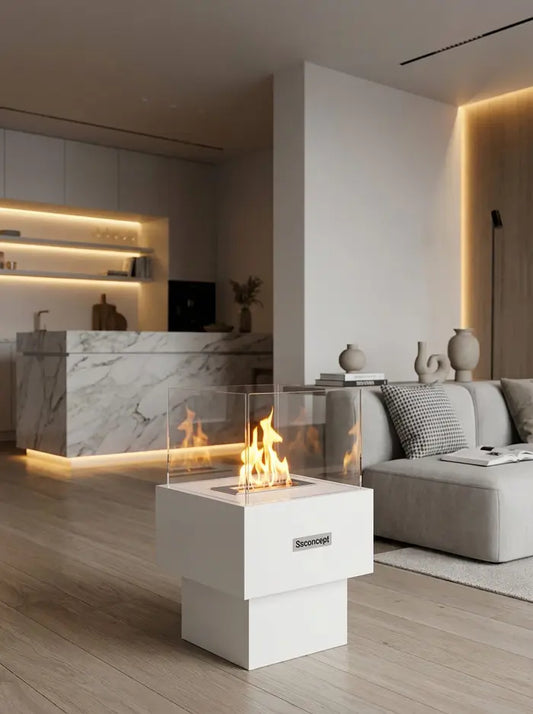 Temple Taşınabilir Şömine (Beyaz)