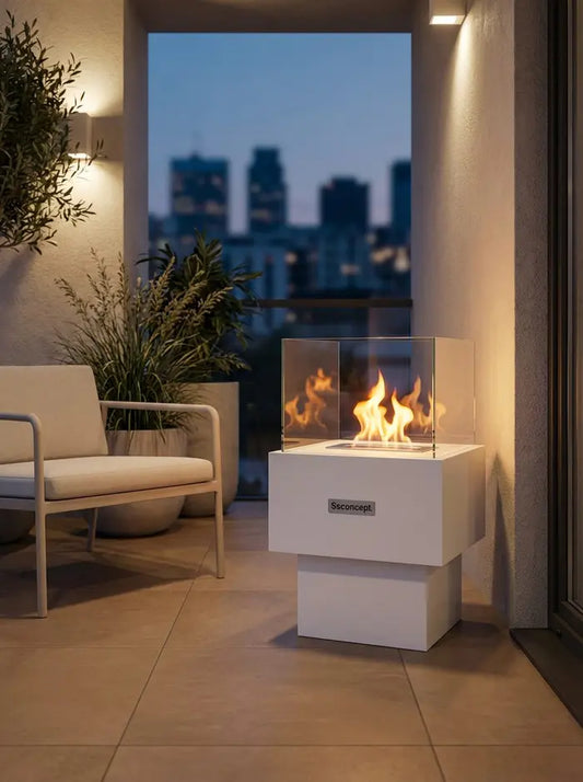 Temple Taşınabilir Şömine (Beyaz)