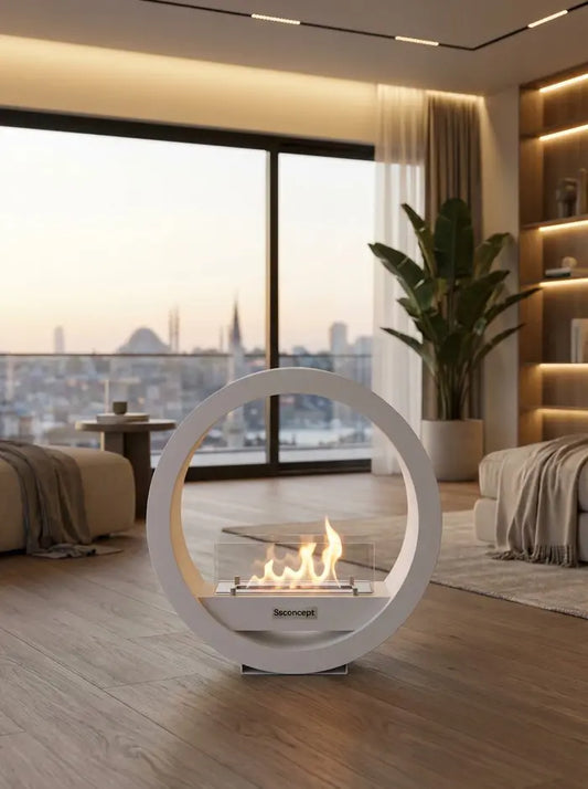 LunaFire Taşınabilir Şömine (Beyaz)