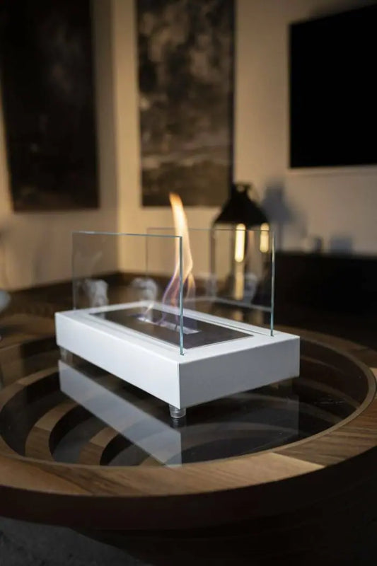 Lüx Dikdörtgen Masaüstü Şömine Beyaz