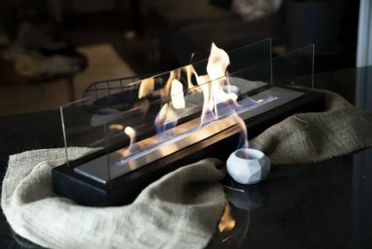 Lüx Büyük Dikdörtgen Masaüstü Şömine Siyah