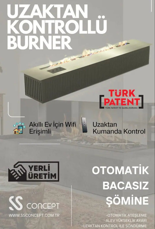 Uzaktan Kontrollü 60 Cm Bioethanol Burner Şömine